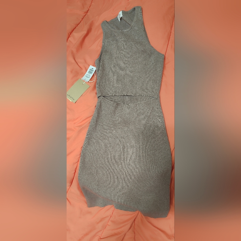 Wilfred One Shoulder Knit Dress in Taupe